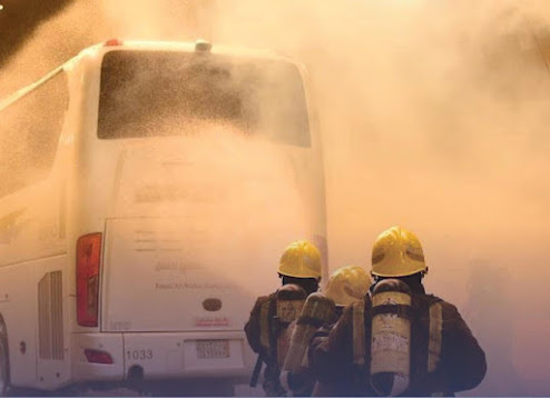 Civil Defense conducts bus fire drill in Mina